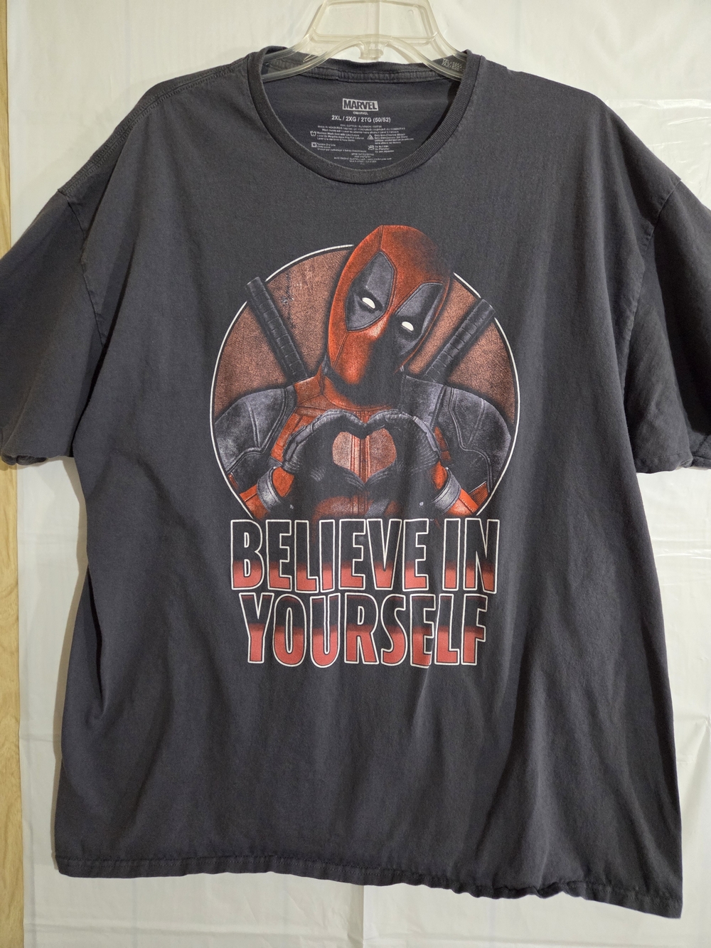 Marvel Men’s Black Cotton Deadpool Believe In Yourself Graphic Tshirt - 2XL